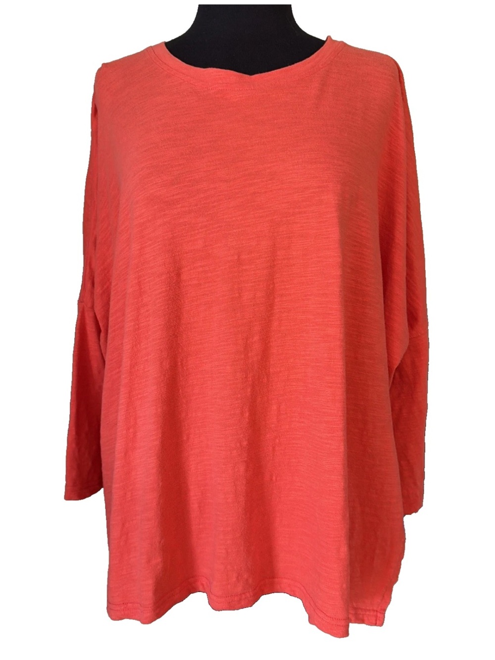 Mersea Catalina Slub Cotton Tee Vermilion Red Oversized Boxy Flowy Lagenlook OS